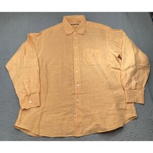 Vilebrequin Shirt Mens 2XL XXL Orange Linen Button Resortwear Aloha Casual